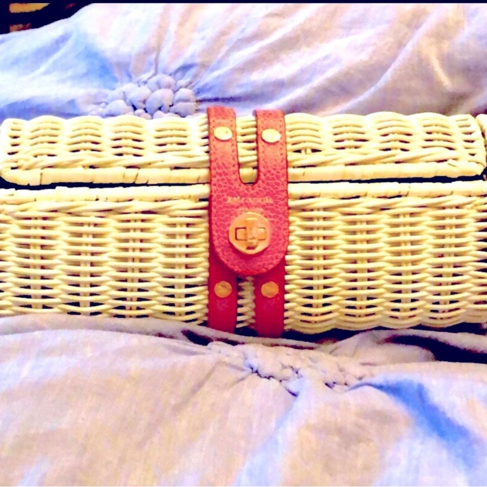 EUC RARE VINTAGE ❤️ KATE SPADE WHITE W PINK CLUTCH